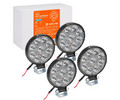 Фара светодиодная круглая 9LED, направленный свет, 9Вт, 83х83х22, 12В, комплект 4 шт. STANDART (ALED033)
