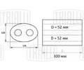 Глушитель универсальный (овальный) D=125x175, L=300, d=52 Два входа два выхода (нержавеющая сталь) (EMM 20H30052)